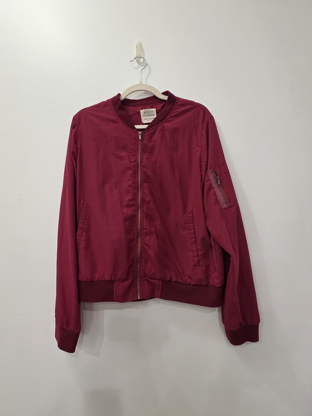 ASHLEY Burgundy Bomber Jacket - Women's
